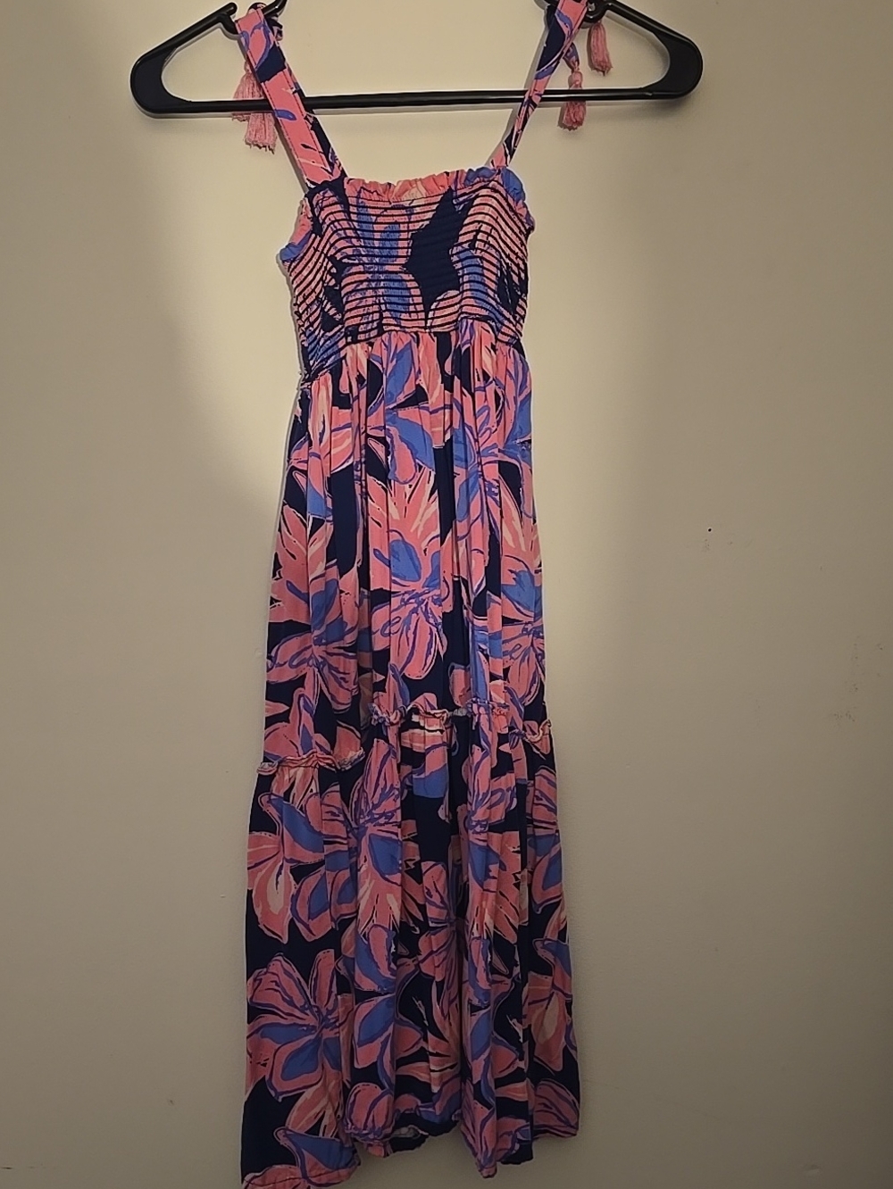 Pink & Blue Floral Maxi Dress - Sleeveless Sundress